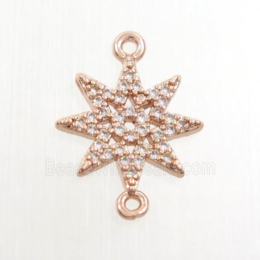 copper northstar connector paved zircon, rose gold