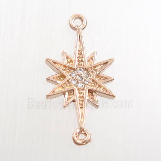 copper northstar connector paved zircon, rose gold