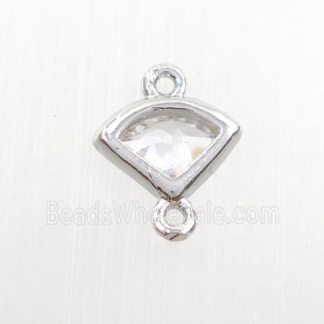 copper fan connector paved zircon, platinum plated