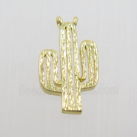 copper cactus pendants with 2loops, gold plated