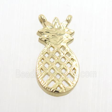 copper pineapple pendant with 2loops, gold plated