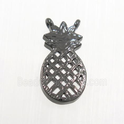 copper pineapple pendant with 2loops, black plated