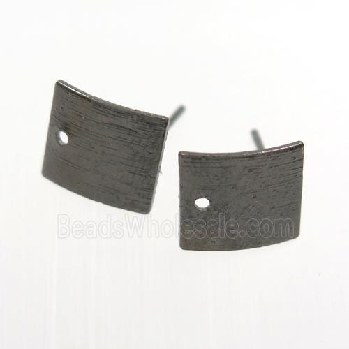 copper earring studs with loop, square, black plated