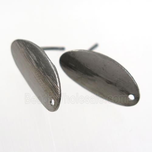 copper earring studs with loop, oval, black plated