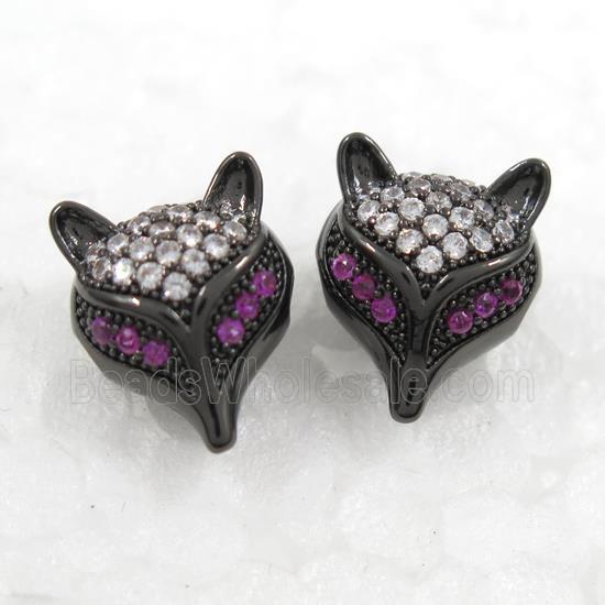 copper fox earring paved zircon, black plated
