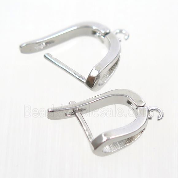 copper earring with loop, platinum plated