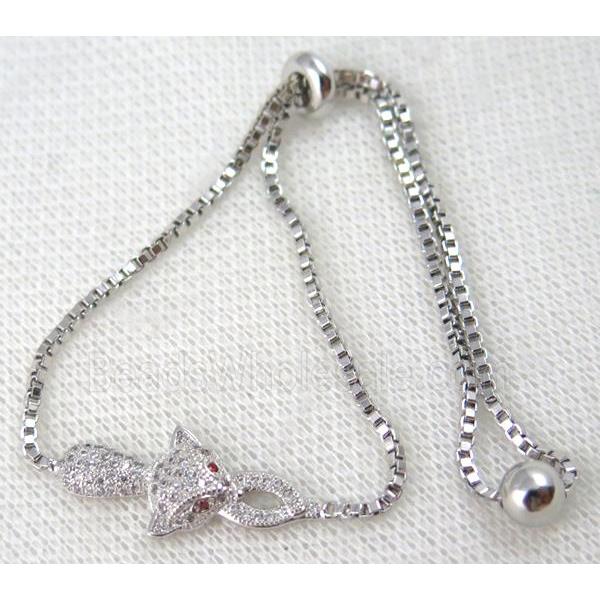 copper bracelet paved zircon, platinum plated