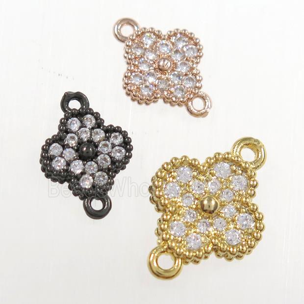copper clover connector paved zircon, mix color