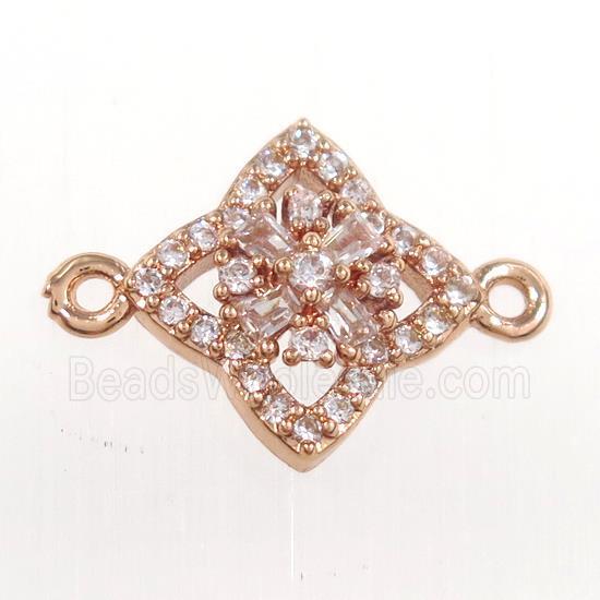 copper star connector paved zircon, rose gold