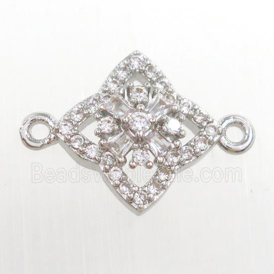 copper star connector paved zircon, platinum plated