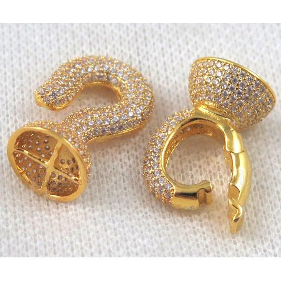 copper connector paved zircon, gold plated