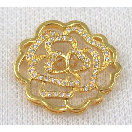 copper bead paved zircon, gold plated
