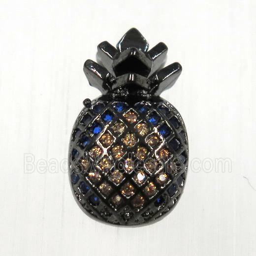 copper pineapple pendants paved zircon, black plated