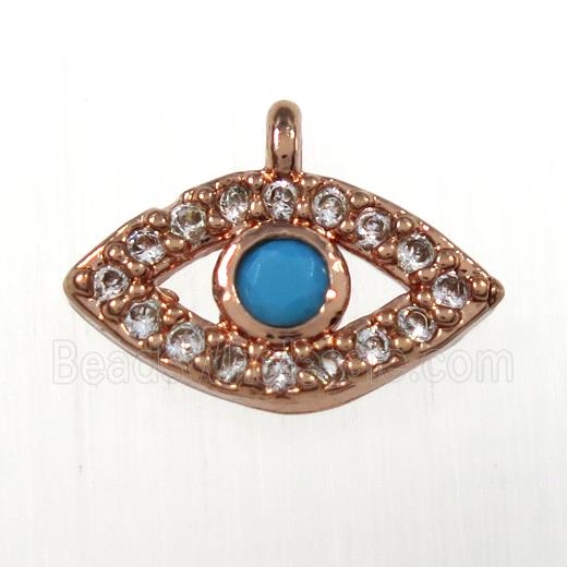 copper eye pendants paved zircon, rose gold