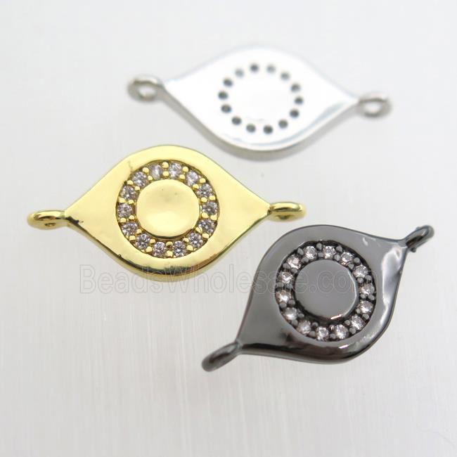 copper eye connector paved zircon, mixed color