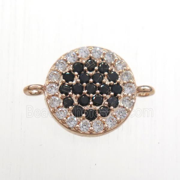 copper circle connector paved zircon, rose gold