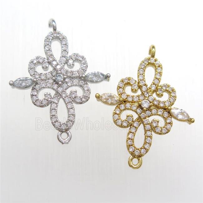 copper connector paved zircon, mixed color