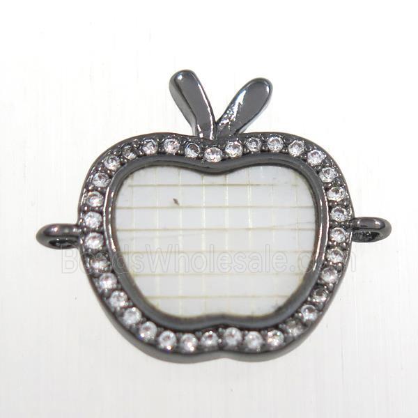 copper apple connector paved zircon, black plated