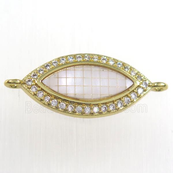 copper eye connector paved zircon, gold plated