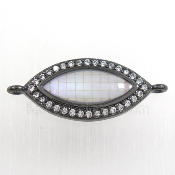 copper eye connector paved zircon, black plated
