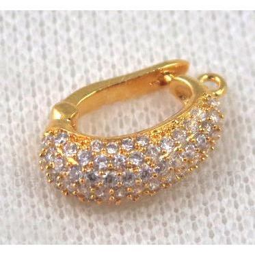 copper bail paved zircon, gold plated