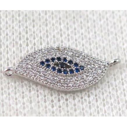 copper eye connector paved zircon, platinum plated