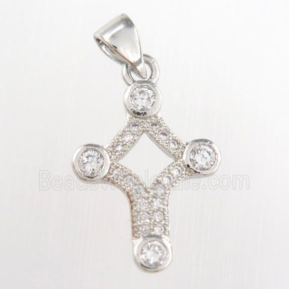 copper star pendants paved zircon, platinum plated