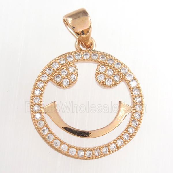 copper emoji pendants paved zircon, rose gold