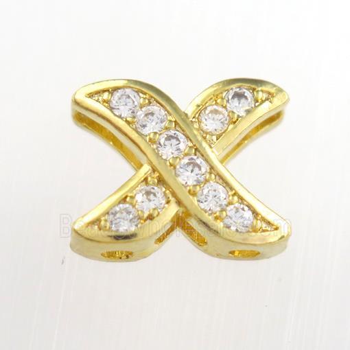 copper Xpendants paved zircon, gold plated