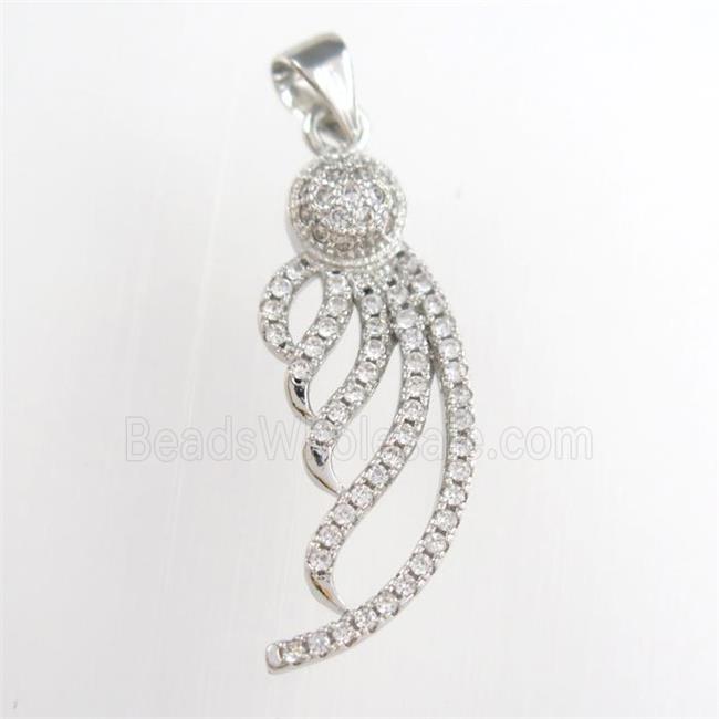 copper pendants paved zircon, platinum plated