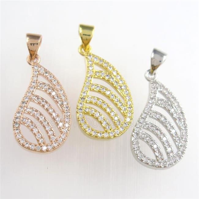 copper teardrop pendants paved zircon, mixed