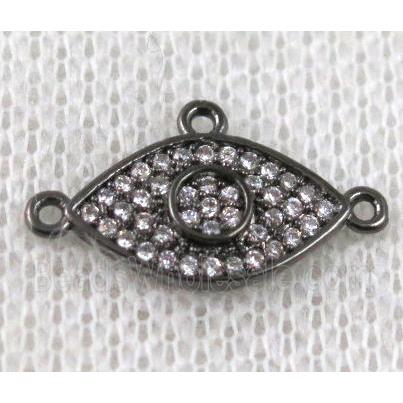 copper eye connector paved zircon with 3loops, black plated