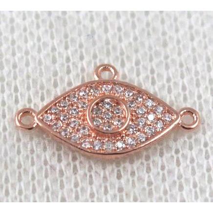 copper eye connector paved zircon with 3loops, rose gold