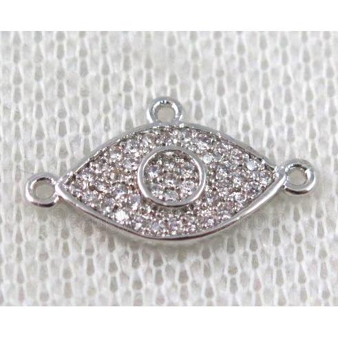 copper eye connector paved zircon with 3loops, platinum plated
