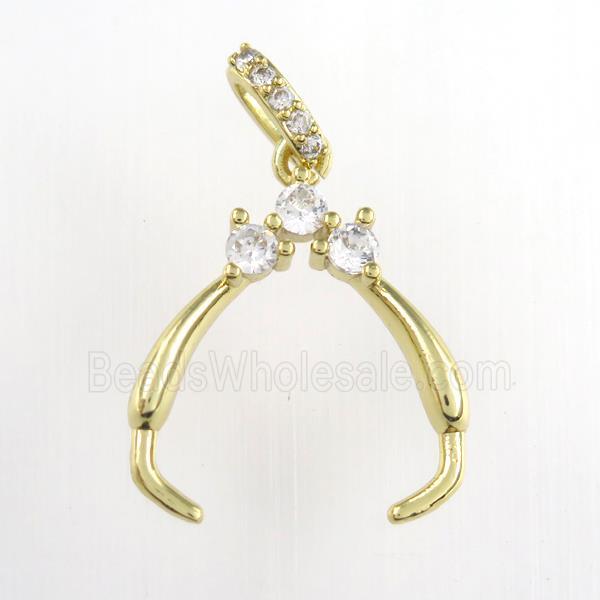 copper clasp bail paved zircon, gold plated