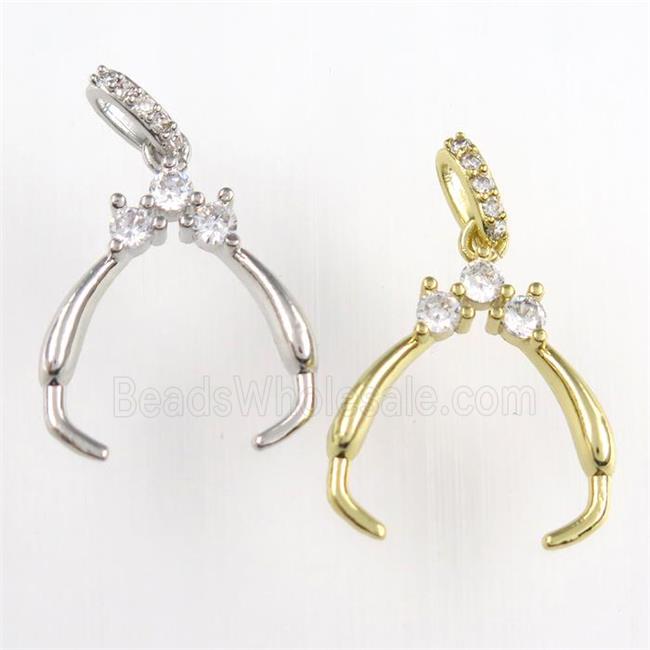 copper clasp bail paved zircon, mixed color