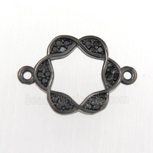 copper wreath connector paved zircon, black plated