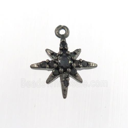 copper northstar pendant paved zircon, black plated