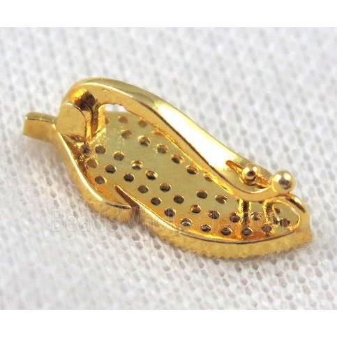 copper pendant paved zircon, leaf, gold plated