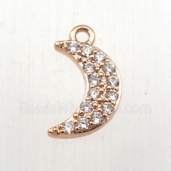 copper moon pendant paved zircon, rose gold
