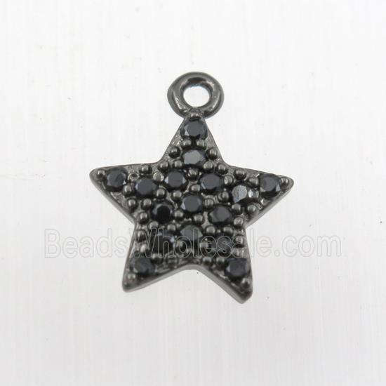 copper star pendant paved zircon, black plated
