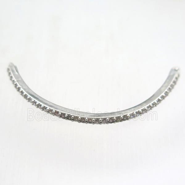 copper connector paved zircon, bend stick, platinum plated