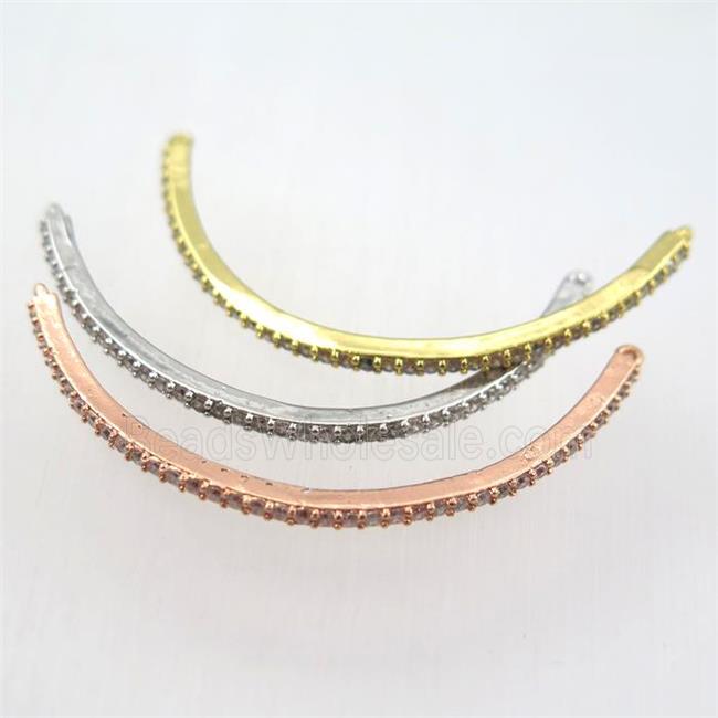 copper connector paved zircon, bend stick, mix color