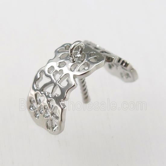 copper pendant paved zircon with bail, platinum plated