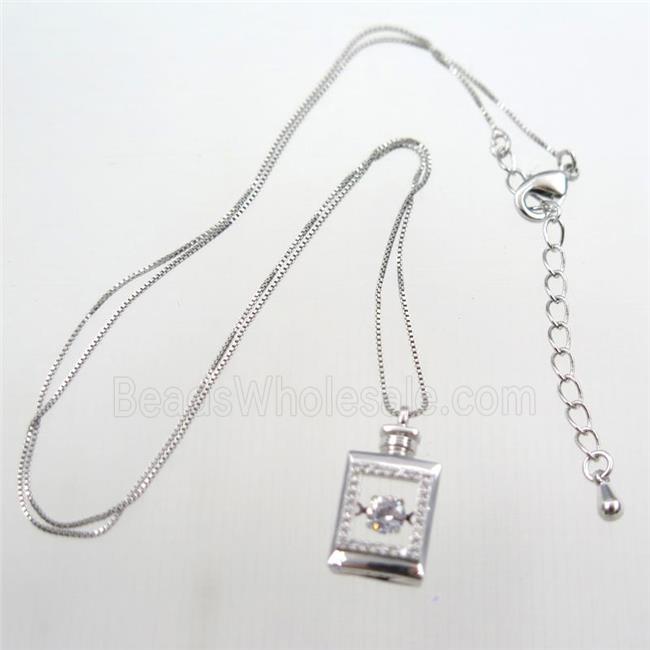 copper necklace pave zircon, platinum plated