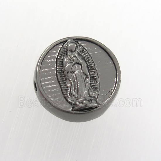 copper coin beads with Jesus, black plated