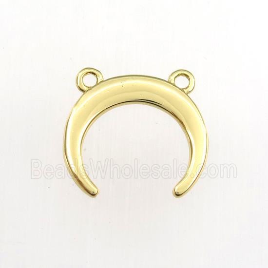 copper crescent pendant with 2loops, gold plated
