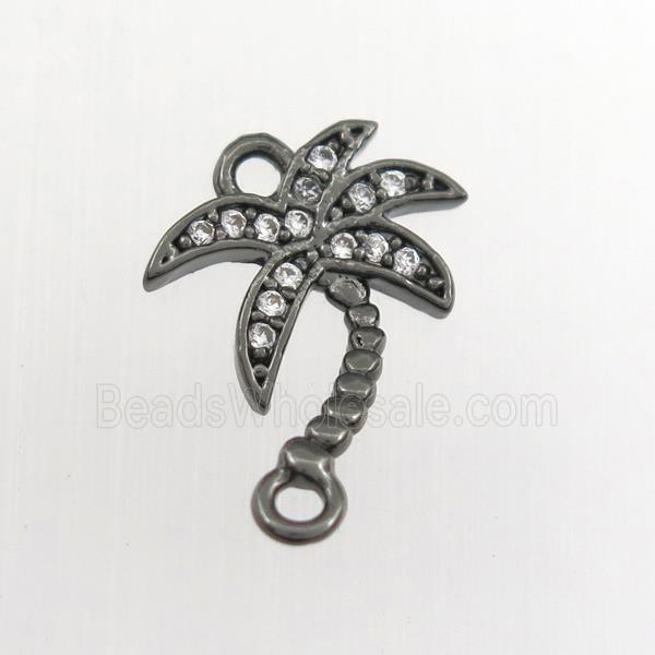 copper coconut tree connector paved zircon, black plated