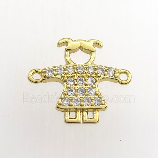 copper kids connector paved zircon, gold plated