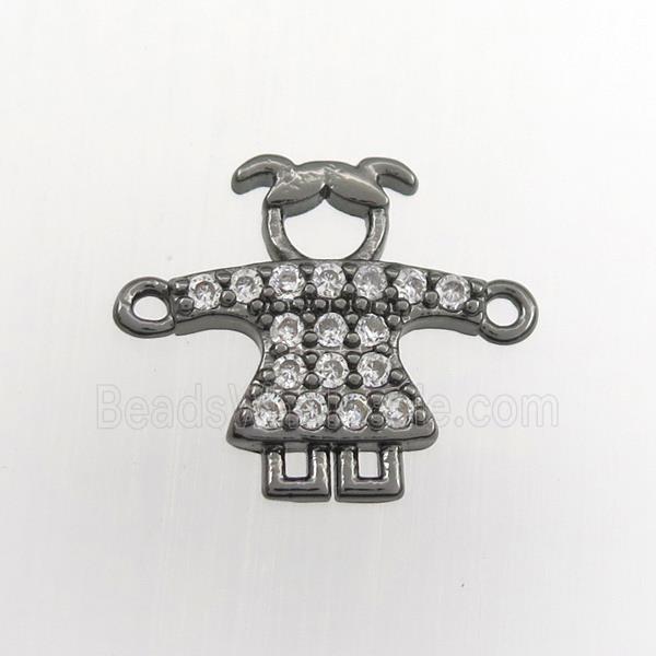 copper kids connector paved zircon, black plated